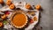 Traditional American pumpkin pie season decorated sweet fresh thanksgiving homemade