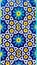 Traditional ancient Uzbek pattern on the ceramic tile on the wall of the mosque