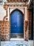 Traditional Andalusian blue entry door. Al-Andalus. Art of Islamic Spain. Seville.