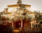 Traditional Andalusian house with a garden with orange trees at harvest time