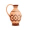 Traditional antique greek jug with handle vector flat illustration. Colorful clay vase, crockery or drinkware decorated