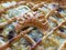 Traditional apple pie, cross pattern with David\\\'s name in the middle, close up beked