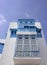 Traditional Arabic Blue Shutters and Balcony, Tunisia, North Africa