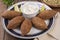 Traditional arabic fried kibbeh. Typical brazilian snack