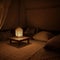 Traditional arabic tent interior in desert at night in Sharm El Sheikh Egypt Africa