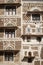 Traditional architecture details in sanaa old town buildings in yemen