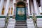 Traditional and architecture Door Buddhist Church at Wat Suthat temple in Bangkok, Thailand.