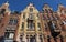 Traditional architecture with vivid facade of tall houses in Ghent.