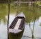 Traditional asian fishing boat in river, vietnam.