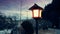 Traditional Asian-style lanterns provide a warm glow on winter evenings in Japan.