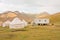 Traditional asian tents Yurts - homes of the local nomads in a Tian Shan mountains