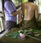 Traditional asian thai turmeric skin scrub spa treatment