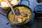 Traditional Asturian rich stew with cabbage, potatoes, beans and compango