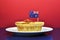 Traditional Australian food - meat pie and sauce - with flag