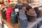 Traditional austrian hats for sale in a outdoor souvenir shop in the center of Salzburg