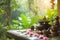 Traditional Ayurvedic medicine practices captured in a serene setting