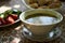 Traditional Azerbaijan dushbere soup with meat dumplings