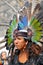 Traditional Aztec dancer at Metropolitan Cathedral Zocalo place, Mexico City