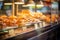 Traditional bakery shop counter featuring sweet pastries