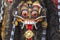 Traditional Balinese Barong mask on street ceremony in island Bali, Indonesia. Closeup