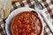 Traditional Balkan pasulj bean soup with bread