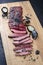 Traditional barbecue wagyu gourmet bavette steak on a modern design wooden board