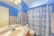 Traditional bathroom design interior with blue color tone