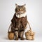 Traditional Bavarian Bobcat In Traditional Clothing With Potato Sack