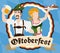 Traditional Bavarian Couple Drinking and Eating During Oktoberfest, Vector Illustration