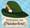 Traditional Bavarian Felt Hat with Scroll for Oktoberfest Celebration, Vector Illustration