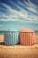 Traditional beach umbrellas in Deauville