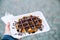 Traditional Belgian dessert, pastry - Belgium tasty waffle with