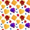 Traditional belgian waffles with berries seamless pattern