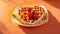 Traditional Belgian waffles lunch gourmet delicious strawberries serving baked sugar plate