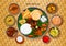 Traditional Bengali cuisine and food meal thali of West