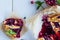 Traditional berry pie on rustic background