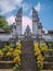 Traditional big gate entrance to temple. Bali Hindu temple.