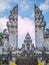 Traditional big gate entrance to temple. Bali Hindu temple.