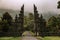 Traditional big gate entrance to temple. Bali Hindu temple