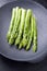 Traditional blanched green asparagus on a cast iron design plate