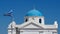 Traditional Blue Greek Church Rooftop Dome