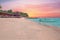 Traditional boat on Gili Meno beach in Indonesia at sunset