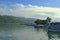 Traditional boats docked in the harbor near the island of Caramoan in the Philippines.