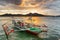 Traditional boats at sunset. Philippines