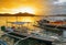 Traditional boats at sunset. Philippines