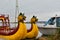 The traditional boats Uros-totora-cougar head-Peru- 507