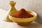 Traditional bowl with Moroccan dried ground paprika