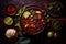 traditional brazilian feijoada top view with side dishes.generative ai