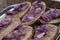 Traditional bread and dripping with purple onion on the top, Hungarian cuisine and gastronomy