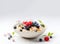 Traditional breakfast - oatmeal porridge with berries. AI generated